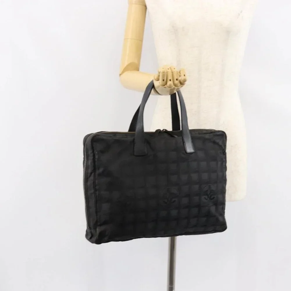 CHANEL New Travel Line Briefcase Nylon Black Silver